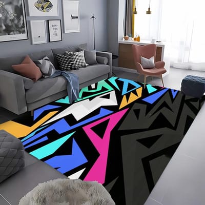 Graffiti Naadloos Patroon Groot Oppervlak Tapijt voor Woonkamer Slaapkamer Bank Deurmat Keukenvloer Tapete Antislip Decor Alfombra HD 70x100cm (28x39in)