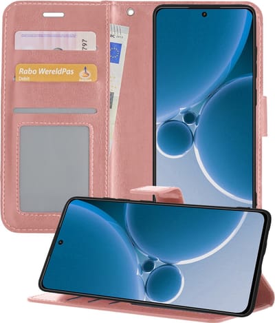 Hoesje - Geschikt voor OnePlus Nord 3 - Luxe Bookcase - Walletcase Hoes - Portemonnee - Cover - Telefoonhoes - Rosé goud