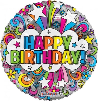 Kaleidoscope Folieballon Happy Birthday Groovie 46 Cm Zilver