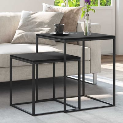 vidaXL - Salontafelset - 2 - st - bewerkt - hout - en - metaal