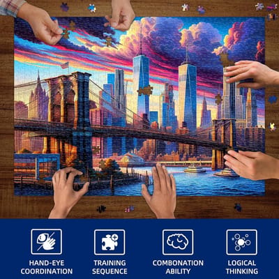 1000 stukjes Legpuzzel met bruggen bij zonsondergang - Perfect voor volwassenen en gezinnen