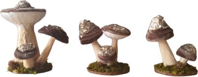House of Seasons Decoratieve beeld paddenstoelen Set van 3 bruine kleur , de grootste maat is L15xB11,5xH17cm