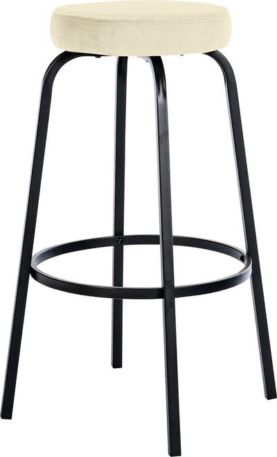 CLP Kamari Barkruk - met metalen frame - met voetsteun - mat zwart/creme