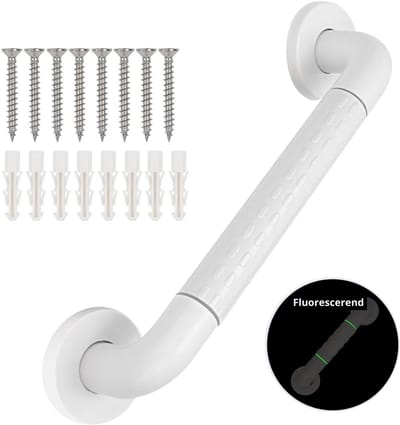 Wandbeugel - Wit - Extra Grip - 40 cm - Handgreep / Wandgreep Badkamer / Douche / Toilet - Toiletbeugel - Badgreep - Douchegreep - Veiligheidsgreep - Inclusief Schroeven