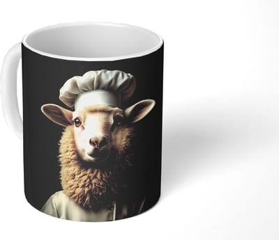 Mok - Koffiemok - Schaap - Wol - Kok - Mokken - 350 ML - Beker - Koffiemokken - Theemok
