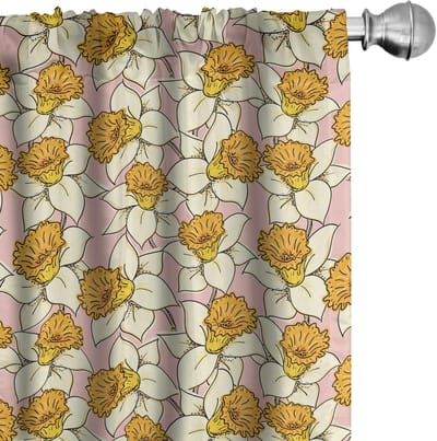 ABAKUHAUS Gordijnen – Flourish Natuur – 2x75x175 cm – Crème Geel Roze