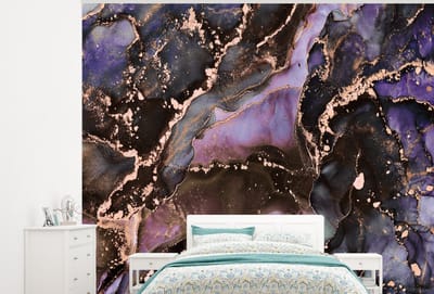Behang - Fotobehang Marmer - Goud - Roze - Breedte 275 cm x hoogte 220 cm