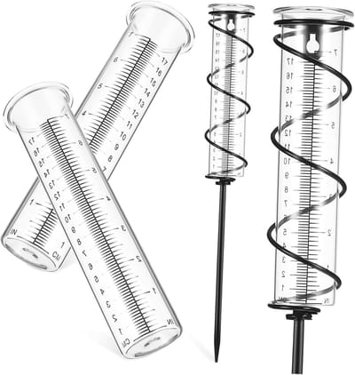 Regenmeter Set - Neerslagmeter Buiten - Weer Meten - Dubbele Schaal - Medium - Transparant