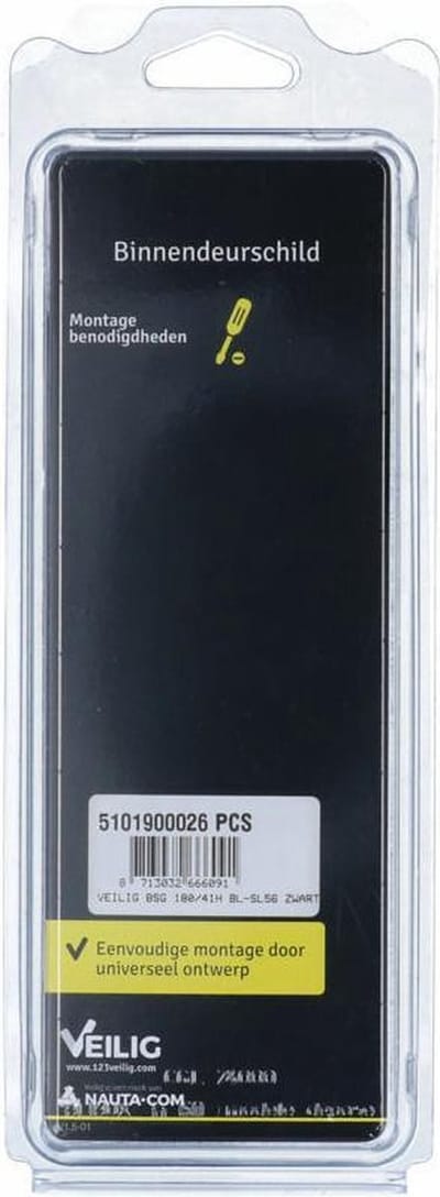 VEILIG - Klavierslot rozet - Rechthoek - 180x41mm - Zwart