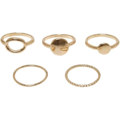 Urban Classics - Basic Stacking 5Pack Ring - S/M - Goudkleurig