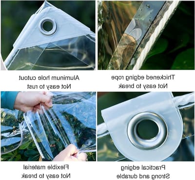 Waterdicht Zeil - Plastic Afdekzeil - Tuin Beschermen - Versterkte Ophangogen - 3.9x5.9ft - Transparant