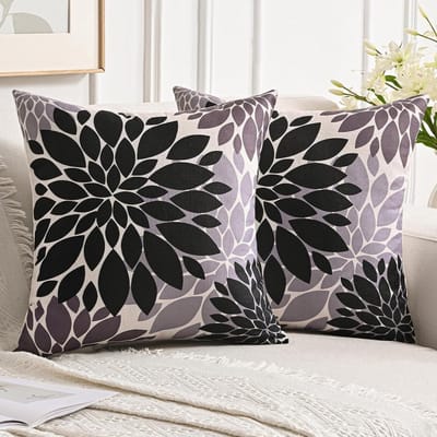 Kussenhoezen Set - Decoratieve Slopen - Bank Decoratie - Zacht Linnenlook - 40x40 cm - Zwart