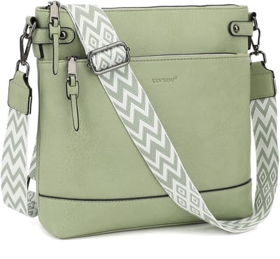 TAN.TOMI Dames Schoudertas – Crossbodytas Middelgroot met Brede Verstelbare & Afneembare Band - Lichtgroen
