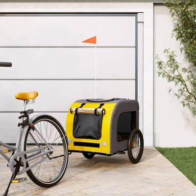 Fietsaanhanger Honden - Hondenkar - Veilig Vervoer - Waterdichte Hoes - Tot 11kg - Geel Grijs