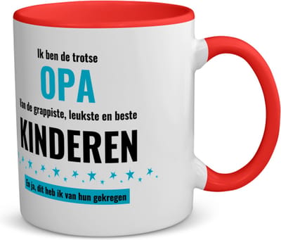 Akyol - ik ben de trotste opa van de grappigste, leukste en beste kinderen, en ja dit heb ik van hun gekregen koffiemok - theemok rood - Opa - de trotste opa - verjaardag - verjaardagscadeau - beste kinderen - cadeautje voor opa - 350 ML inhoud