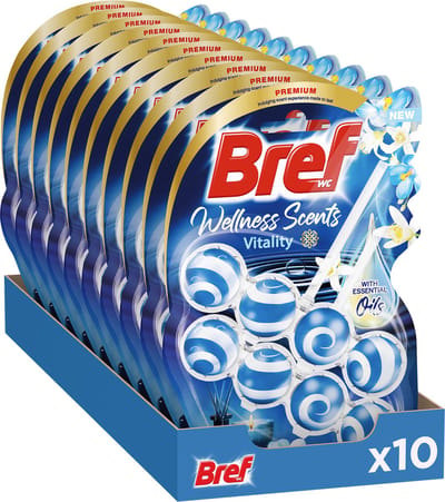 Bref - Wellness Scents - Vitality - Toiletblok - Ontspannende Geurervaring - Voordeelverpakking - 10 x 2 Stuks
