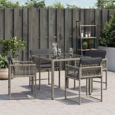 vidaXL - Tuinstoelen - 4 - st - met - kussens - poly - rattan - grijs