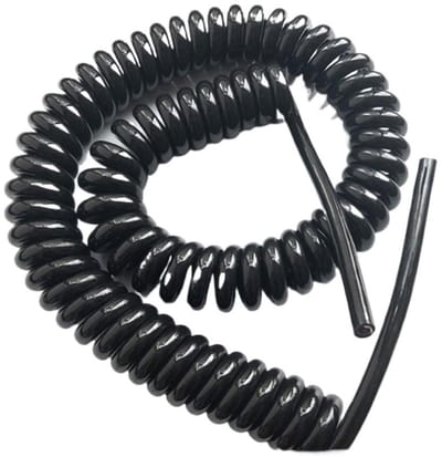 Spiraalkabel Netsnoer - Intrekbaar Koord - Flexibele Aansluiting - Verlengbare Lengte - 2.5 Meter - Zwart