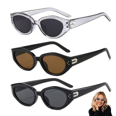Dailygoods- Zonnebril Heren/Dames - 3-delige Set - Retro/Modieuze Zonnebril - UV-bescherming - Lichtgewicht Kunststof - Hoogwaardig PC Montuur - Zonnebrillen