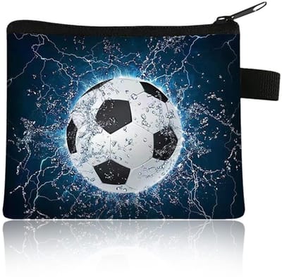 Dailygoods- Kinderportemonnee Gepersonaliseerd - Voetbalportemonnee - Mini-portemonnee - Compact - Ritssluiting - Trendy Voetbalelementen - Jongensportemonnee