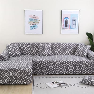 All-inclusive bankhoezen voor woonkamer Elastische stretch Moderne geometrische bankhoes Modulaire hoekhoes Cubre Sofa 1PC 1-Seat 90-140cm gray