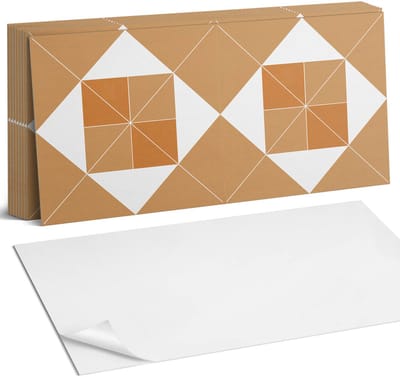 Coloray Plaktegels - Geometrie in tinten Zelfklevende Wandtegels - 40 cm x 20 cm - Beige Plaktegels - 10 stuks - Rechthoek PVC Tegels - Plaktegels Badkamer - Vloertegels Zelfklevend - Vinyltegels Vloer Zelfklevend - Portugese Tegels