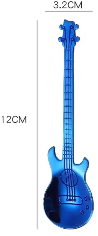 Akyol - Theelepeltje Gitaar - RVS Koffielepel - Thee en Koffie Lepel - blauw