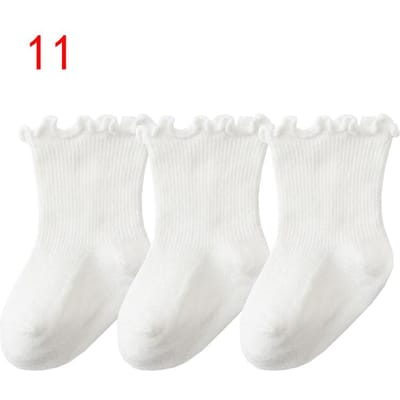 3 paar/lot Nieuwe Baby Sokken Effen Kleur voor Jongens en Meisjes M1-2years old white