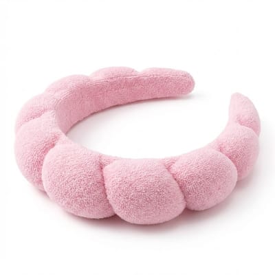 Roze gewatteerde haarband dames – brede fluwelen haarband met golvend design – modieuze haar accessoire voor dagelijks gebruik