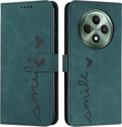 Coverup Hoesje - Geschikt voor OPPO Reno12 F 5G Hoesje - Coverup Smile Book Case - Groen
