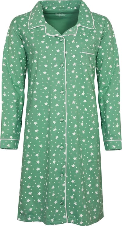 Tenderness Dames Nachthemd - Doorknoop - Katoen - Groen - Maat S