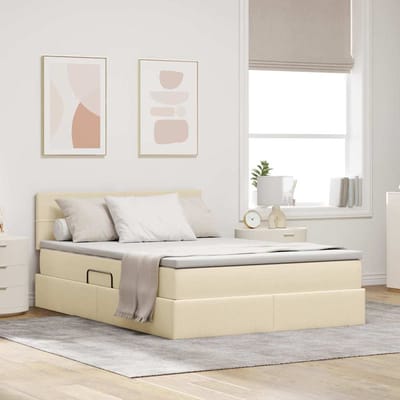 vidaXL - Opslag - bed - met - matras - Crème - 140 - x - 200 - cm - fluweel