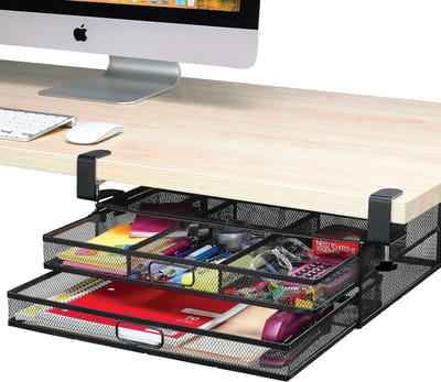 Onder Bureau Lade Organizer - Klembevestiging Metalen Opbergbak voor Bureau & Kantoorartikelen