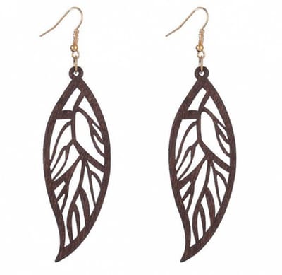 Zilveren oorhangers Cadier hout bruin- goudkleurig -Charme Bijoux
