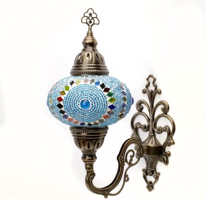 wandlamp -Marokkaanse stijl - Turks mozaïek - meerkleurig - turquoise oog