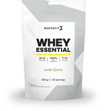 Body & Fit Whey Essential - Eiwitpoeder - Proteine Poeder - 100% Whey Eiwitconcentraat - Whey Protein - Eiwitshakes - Vanille - 500 gram (20 shakes)