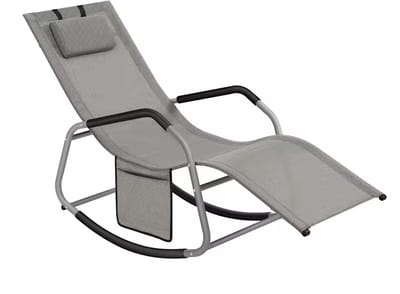 J&R Ligstoel - Schommelstoel - Loungestoel - Stoel - Tuinstoel - Ligbed - Loungebed - Stalen buizen - Vezelstof - Grijs