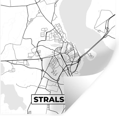 Muurstickers - Sticker Folie - Stralsund - Stadskaart - Plattegrond - Kaart - 100x100 cm - Plakfolie - Muurstickers Kinderkamer - Zelfklevend Behang XXL - Zelfklevend behangpapier - Stickerfolie