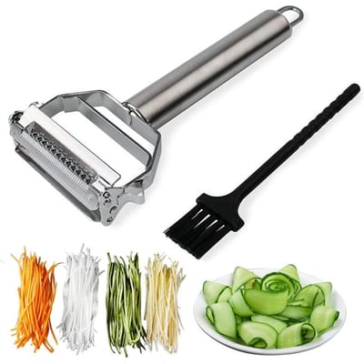 Roestvrij Staal Handmatige Schilmes Fruit Groente Multifunctionele Rasp Schilmes Plakker Meloen Aardappel Wortel Huis Keuken Gereedschap Of+borstel gray