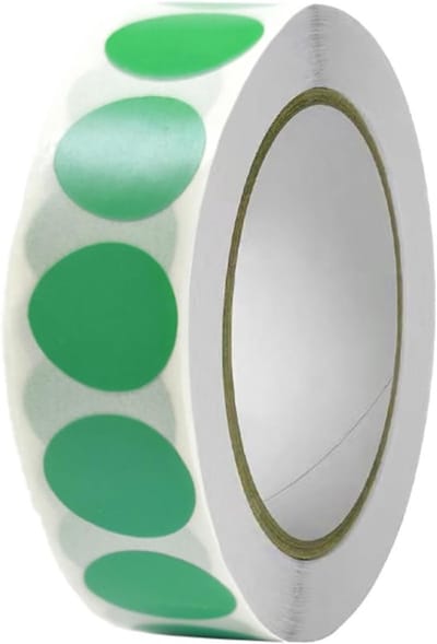 Dailygoods- Ronde Stickers 1000 Stuks - Zelfklevende Etiketten - Markeringspunten - Kleefpunten - 13 mm - Groen Papiermateriaal