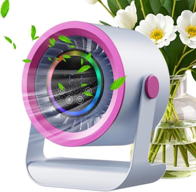 Bureauventilator – 3 snelheden, LED-display, oplaadbaar, wandmontage, compacte en stille bureauventilator voor thuis, slaapkamer, kantoor, op reis, buiten en op de camping.