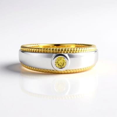 Cavill - Ring 925 Sterling Zilver Verguld - I2 Gele Diamant 0,099 ct Ronde Briljant - Luxe Elegante Damesring 21x20 mm