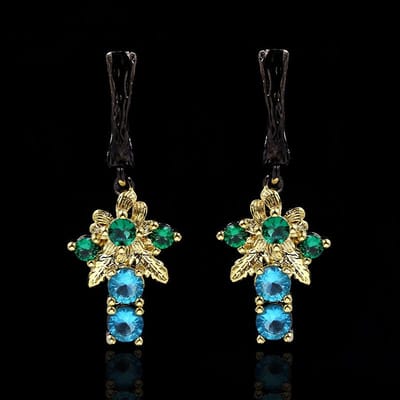 Accessoires Rétro Mode Boucles d'Oreilles Puces Exquises Populaires Serties de Diamants Gemme de Cristal black