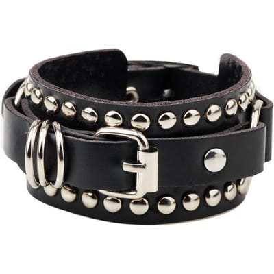 Zwarte Leren Polsband Armband Manchet Goth Gothic Punk Armbanden Vrouwen Mannen Spikes Klinknagel Stud Bangle Cosplay Rock Unisex Sieraden black