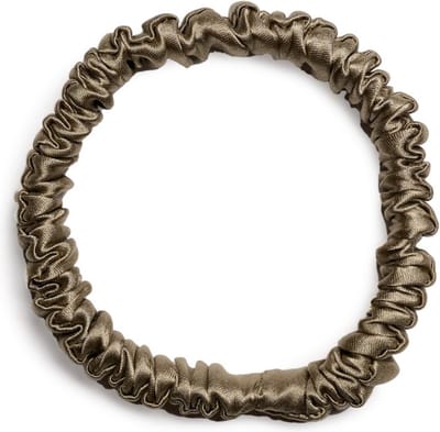 Lajetti - 100% Zijden Haarelastiek Goudbruin - Silk Skinny Zijde Scrunchie Moerbei