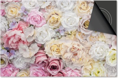 Inductie beschermer 60x60 - afdekplaat inductie mat - Dietrix Kookplaat beschermer - Exclusief - Bloemen en Planten - Rozen pastel