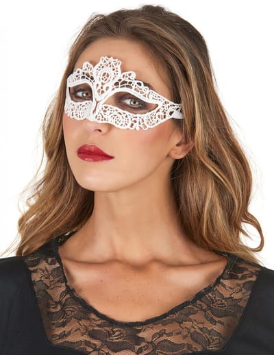 Vegaoo - Wit kant masker voor vrouwen