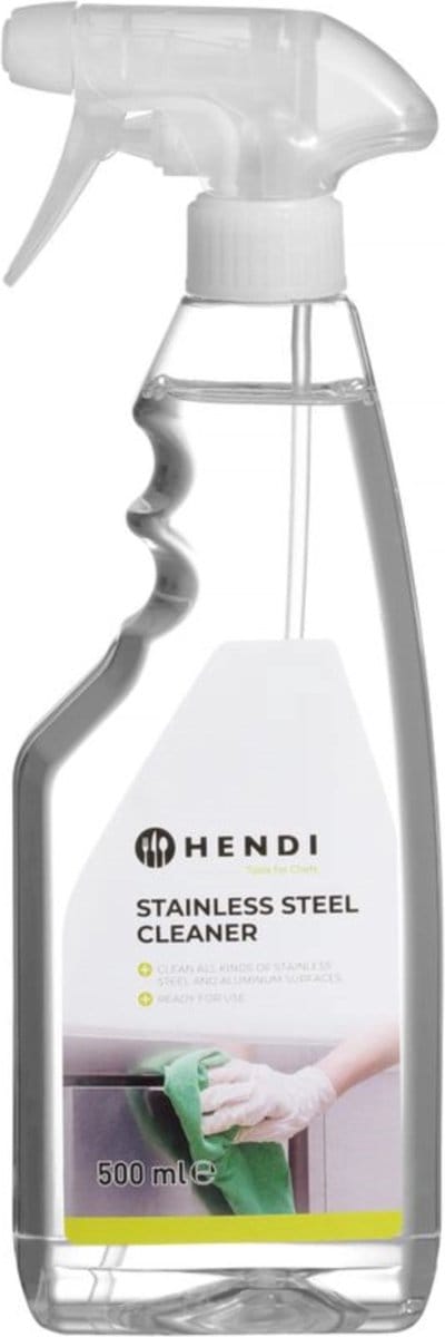 HENDI Roestvast staal reiniger – antistatisch – vuil- en waterafstotend – 500 ml spuitfles