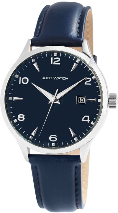 JUST WATCH Herenhorloge echt leer Heriat, datumaanduiding