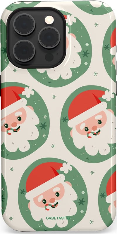 Casetastic hoesje geschikt voor Apple iPhone 15 Pro Max - MagSafe - Dubbellaagse bescherming - Zuurstok Groen Witte Kerstman - Fashion Case - Wit Saliegroen Crème Terracotta